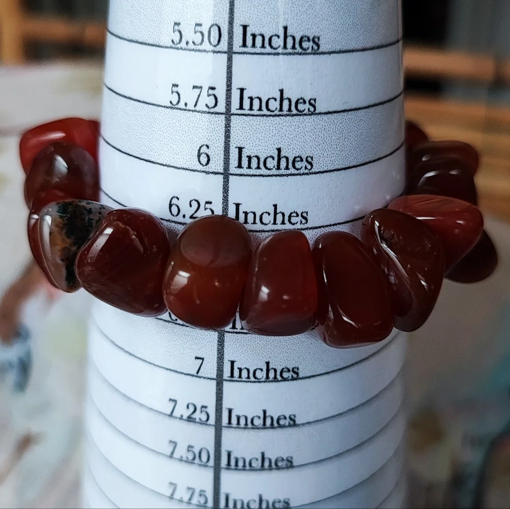 Carnelian Stretch Bracelet Tumbled Rocks Stones Hound Nature's Beauty Restrung